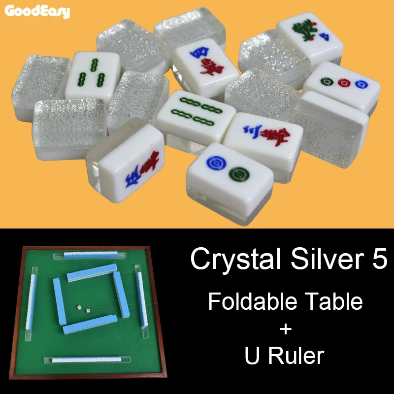 Silver U Ruler Table JIESITE высокое качество путешествия мини Меламиновый Набор для игры в маджонг со складным столом с U линейкой забавная семейная настольная игра - Цвет: Silver U Ruler Table