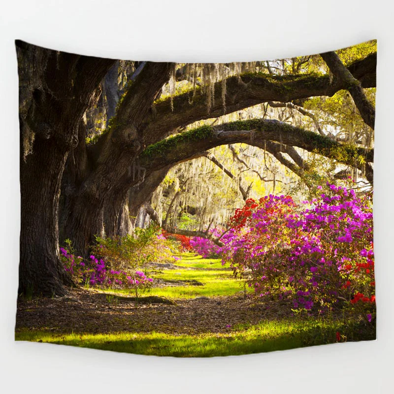 Comwarm Романтический лес осенние листья пейзаж полиэстер гобелен настенный