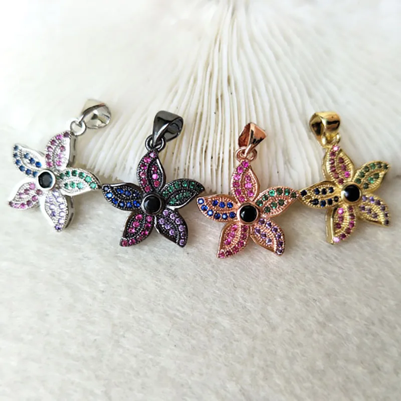 

10Pcs Tiny CZ crystal flower shaped Charm,CZ zircon Stone Micro pave Pendants,Jewelry Finding DIY necklace making PD802