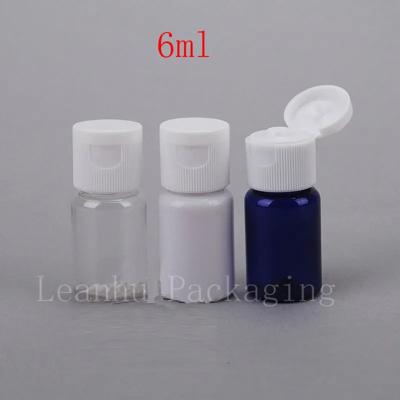 

6ML Plastic Bottle With Flip Top Cap, 6CC Lotion/Toner Sample Bottle, Empty Cosmetic Container ,Makeup Sub-bottling (50PC/Lot)