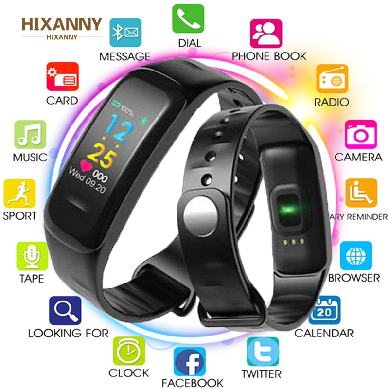 Мужской браслет с пульсометром PK Mi Band 4 стильный фитнес-браслет шаговым счетчиком