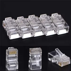 Штекерный адаптер RJ45 CAT5 CAT5e CAT6, прозрачный Модульный сетевой разъем 8P8C для компьютеров, 50 шт.