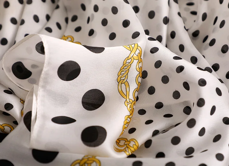 Весенний Летний Шелковый шарф женский с принтом в горошек пашмины шаль Foulard Femme хиджаб шарф Bufanda Invierno Mujer новинка