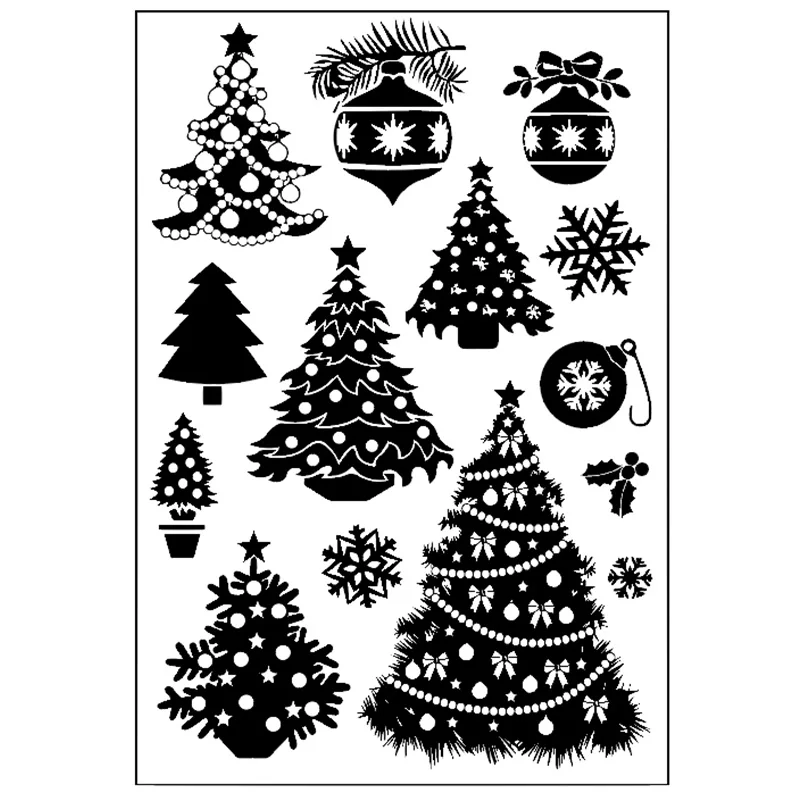 Merry Christmas Tree комплект прозрачные резиновые ясно марки Трафареты для Скрапбукинг