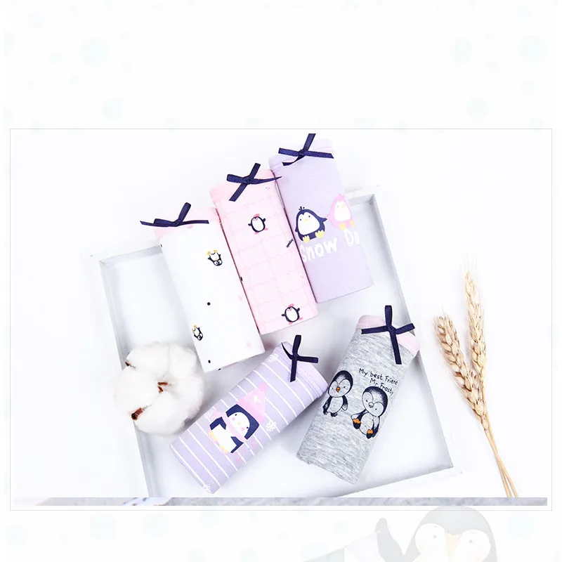Feilibin 5Pcs/lot Women Panties Sexy Cotton Underwear Cute Printed Plus Size Briefs Breathable Grils Underpants Female lingerie | Женская