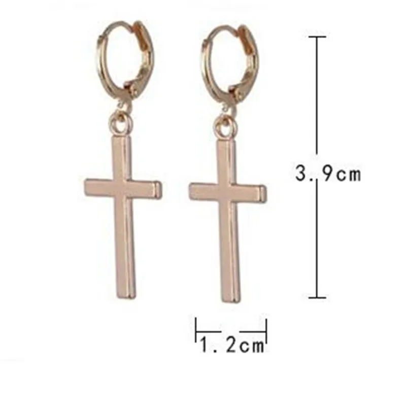 Новый BTS Золотой Крест Сталь длинные висячие серьги для женщин Tragus верхнее ухо