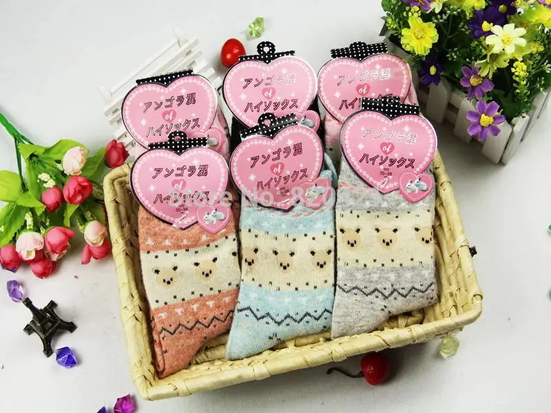 Fcare 10 шт = 5 пар calcetines женские носки из толстой шерсти ангоры женские зимние шерстяные носки из ангоры