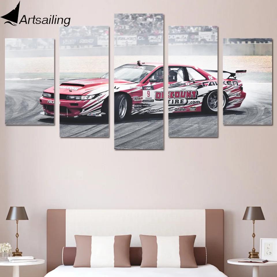 5 Piece HD Printed Canvas Art NISSAN 240SX Painting Wall Pictures for Living Room Frame Posters Free shipping XA1210 | Дом и сад