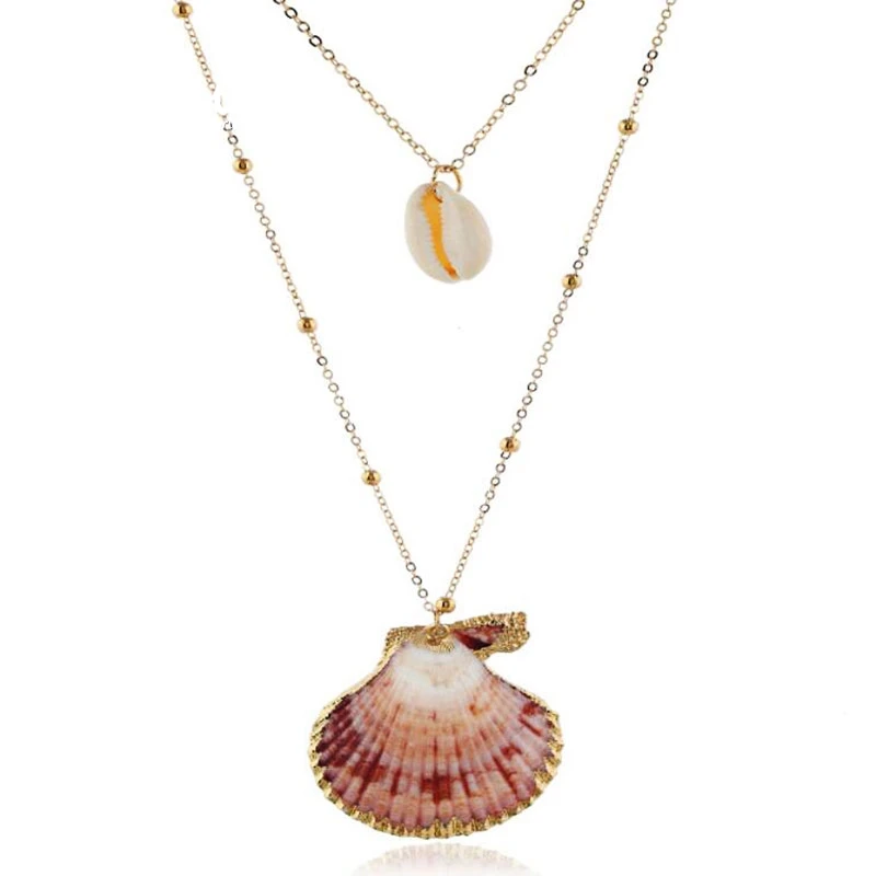 KOMi 20Styles Bohemian Natural Stone Pearls Collar Pendant Necklace for Women Ethnic Chokers Shell Chain Statement Necklace Gift