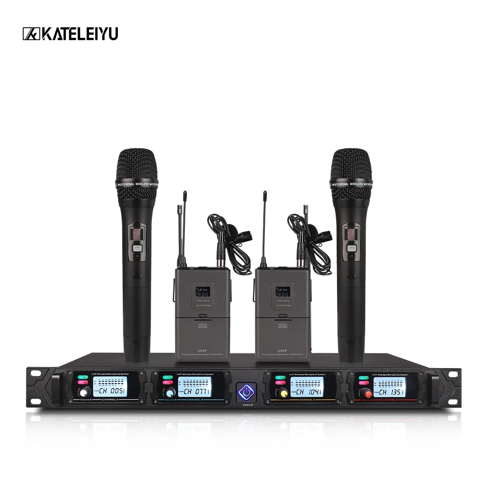 2 microphone 2 lapel Беспроводная микрофонная система 8000GT Профессиональный UHF канал динамический микрофон Профессиональный 4 караоке микрофон сценический микрофон - Цвет: 2 microphone 2 lapel