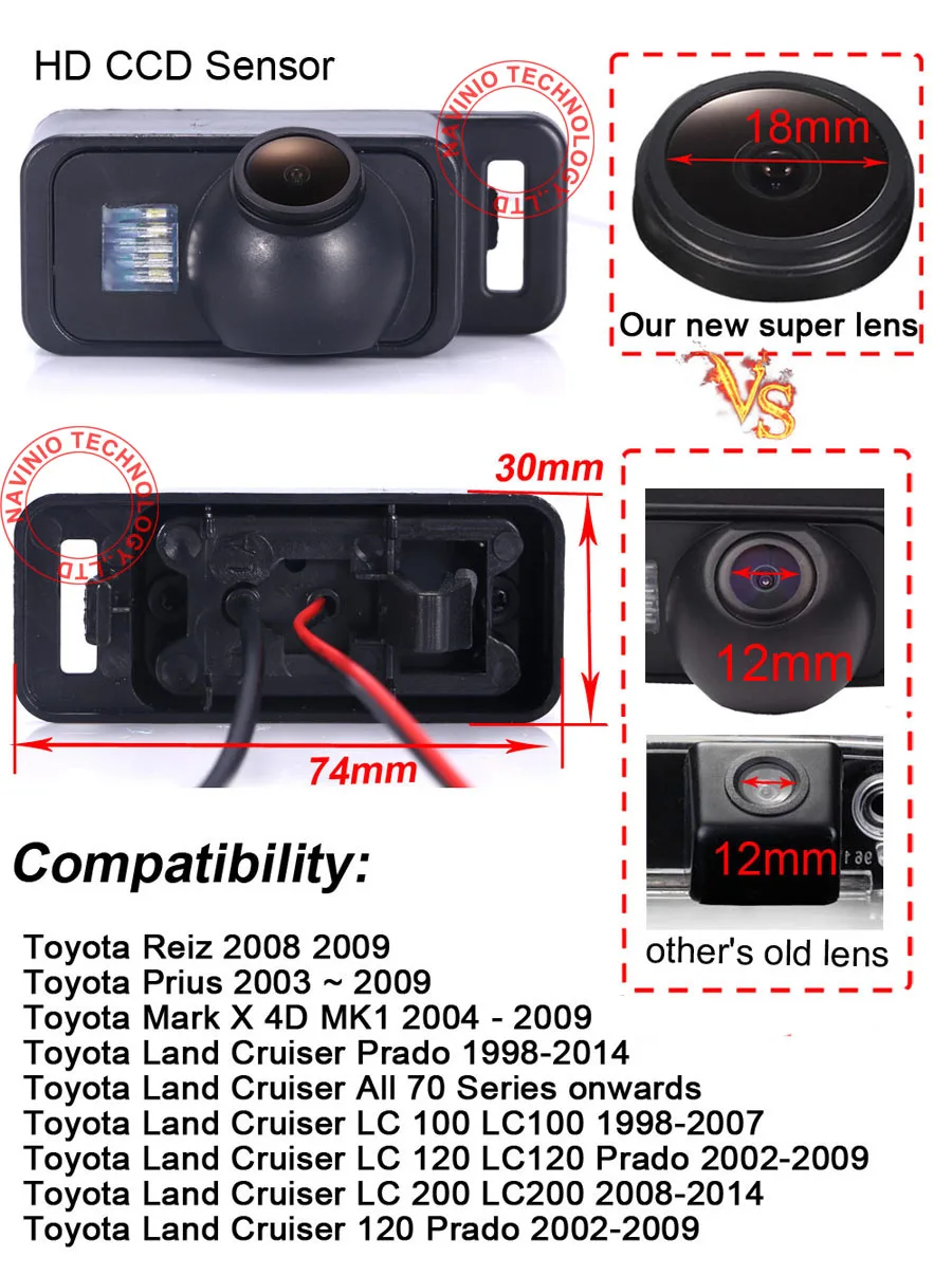 HD CCD 1280*720 пикселей 18 мм объектив парковочная камера заднего вида для toyota rezi prius mark X