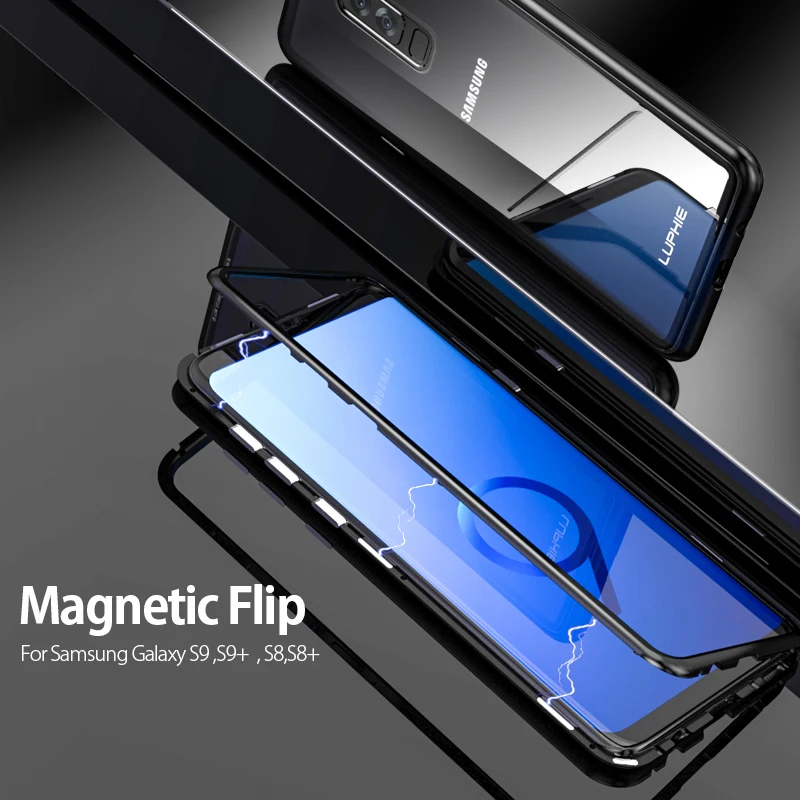 Магнитный чехол для samsung Galaxy S8 S9 Plus Note 8 S7 край закаленное Стекло крышка магнит