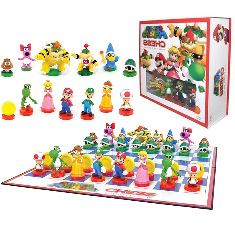 32 шт./компл. Супер Марио Bros Шахматы Вечерние игры Yoshi Koopa Марио Луиджи гриб персик украшение для дома из ПВХ подарок на день рождения детей