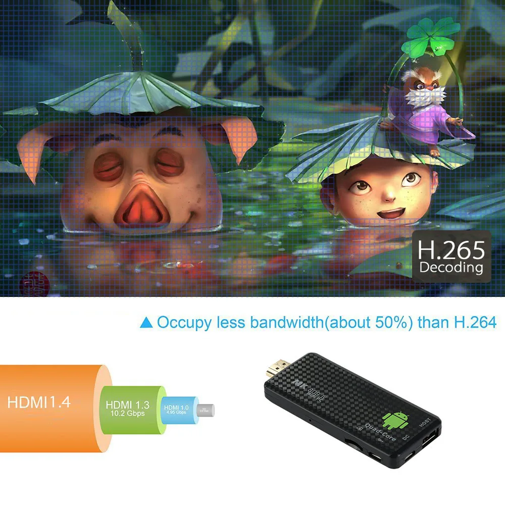 MK809 IV Android 7 1 TV Dongle RK3229 четырехъядерный 1G UHD 4K HD Мини ПК Miracast / DLNA H.265 Wi Fi Смарт
