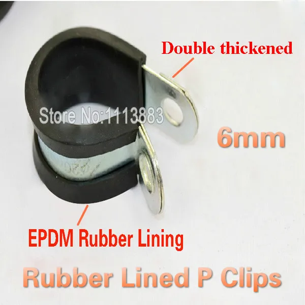 

50PCS/LOT 6mm Zinc Plated Rubber Lined Metal P Clips
