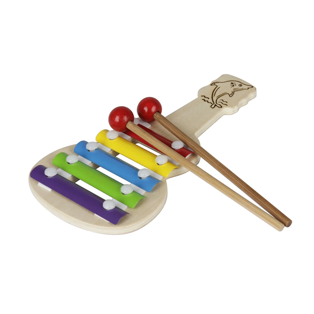 Гитарная форма 5 нот ксилофон Glockenspiel с 2 молотками музыкальная игрушка в подарок