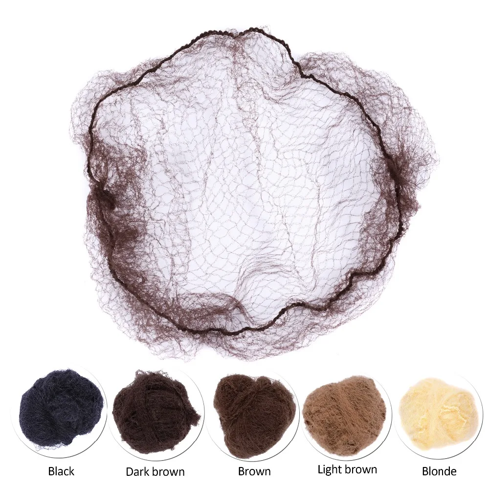 500 шт. hairnet 5 мм нейлоновые сетки для волос невидимая одноразовая сеть для волос 20 дюймов пять цветов Смешанные черный, темно-коричневый, коричневый, блонд