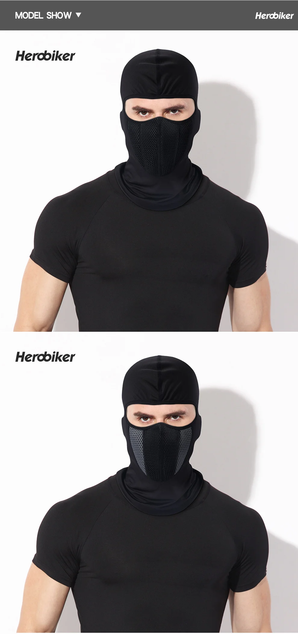 HEROBIKER мотоциклетная маска Балаклава маска для лица мото маска летний Тактический шлем Лыжный Велоспорт мотоциклетная Маска Тушь мото