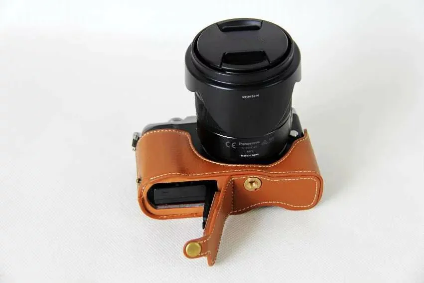 Черный/Coffe/коричневый Половина корпуса камеры чехлы из натуральной кожи Нижний чехол для Panasonic Lumix GX85 GX80