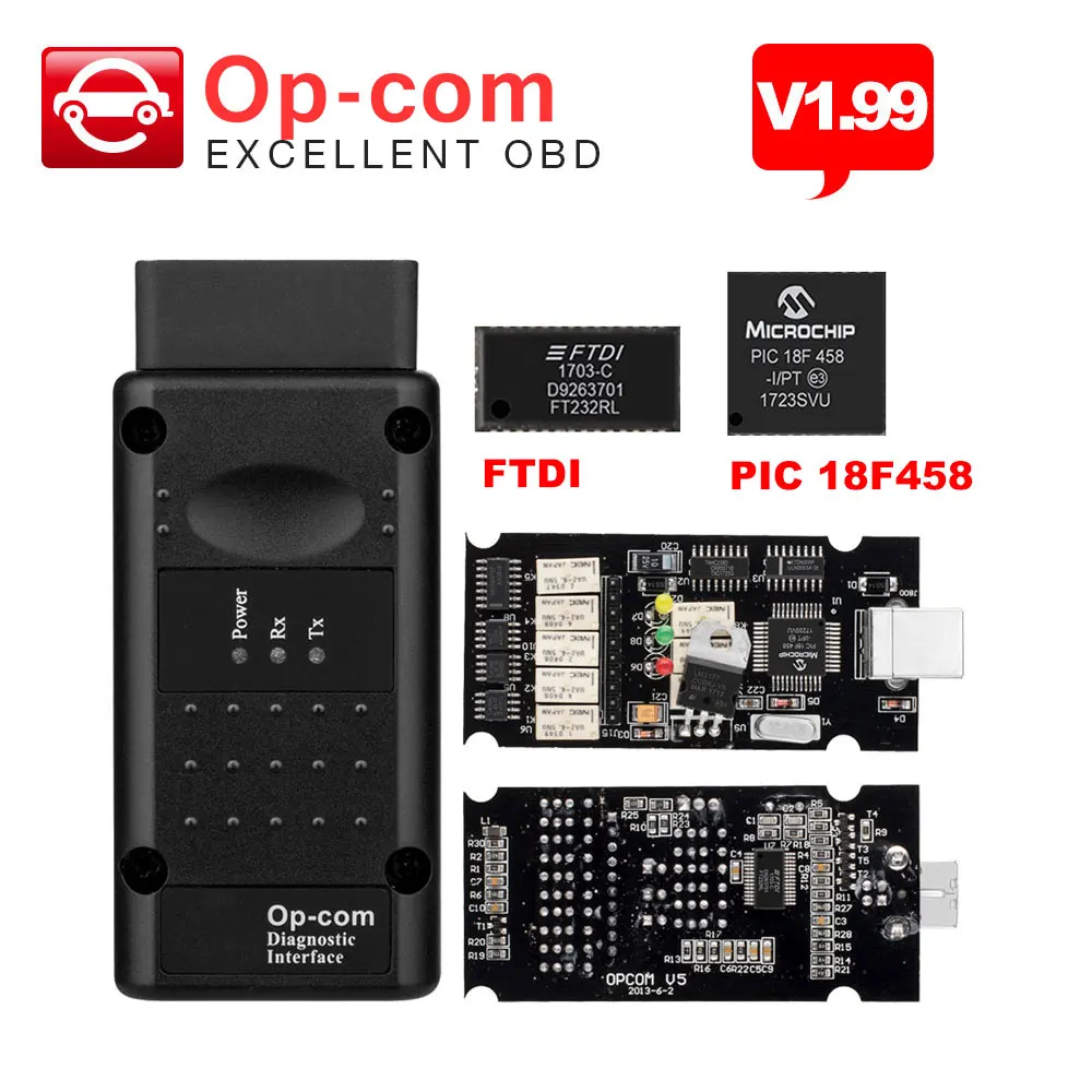 Op-com V1.7/V1.78/V1.99 с PIC18F458 и FTDI чип OBDII считыватель кода для Opel Op com CAN BUS интерфейс obd2 диагностический инструмент