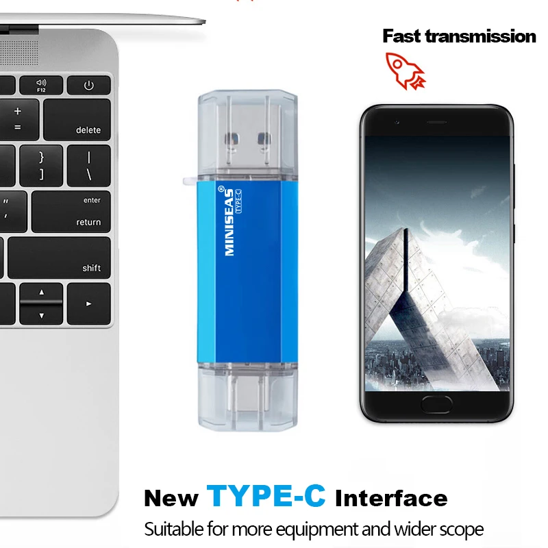 Miniseas OTG usb3.0 & type c usb флэш накопители 16 Гб оперативной памяти 32 встроенной 64 ГБ 128