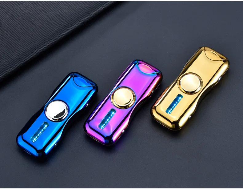 Fingertip gyro USB зарядка вращающийся красочный ветрозащитный прикуриватель гром светильник электронная сигарета плазменная двойная дуга
