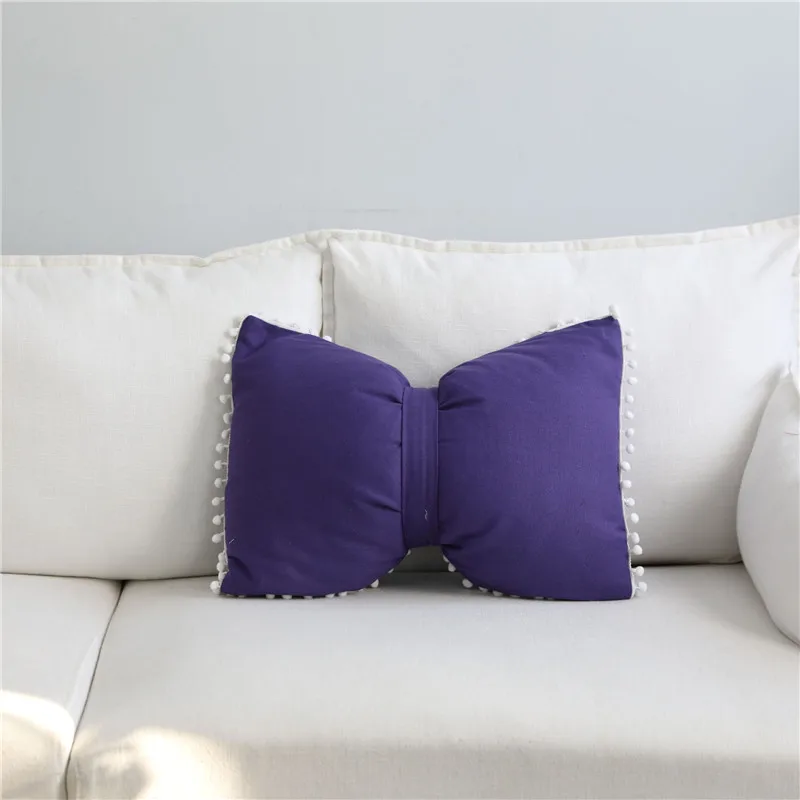 Purple 43x55 см в полоску Рождественская елка узор бант подушка с милым шаром Хлопок Диван Подушка спальня гостиная украшения - Цвет: Purple