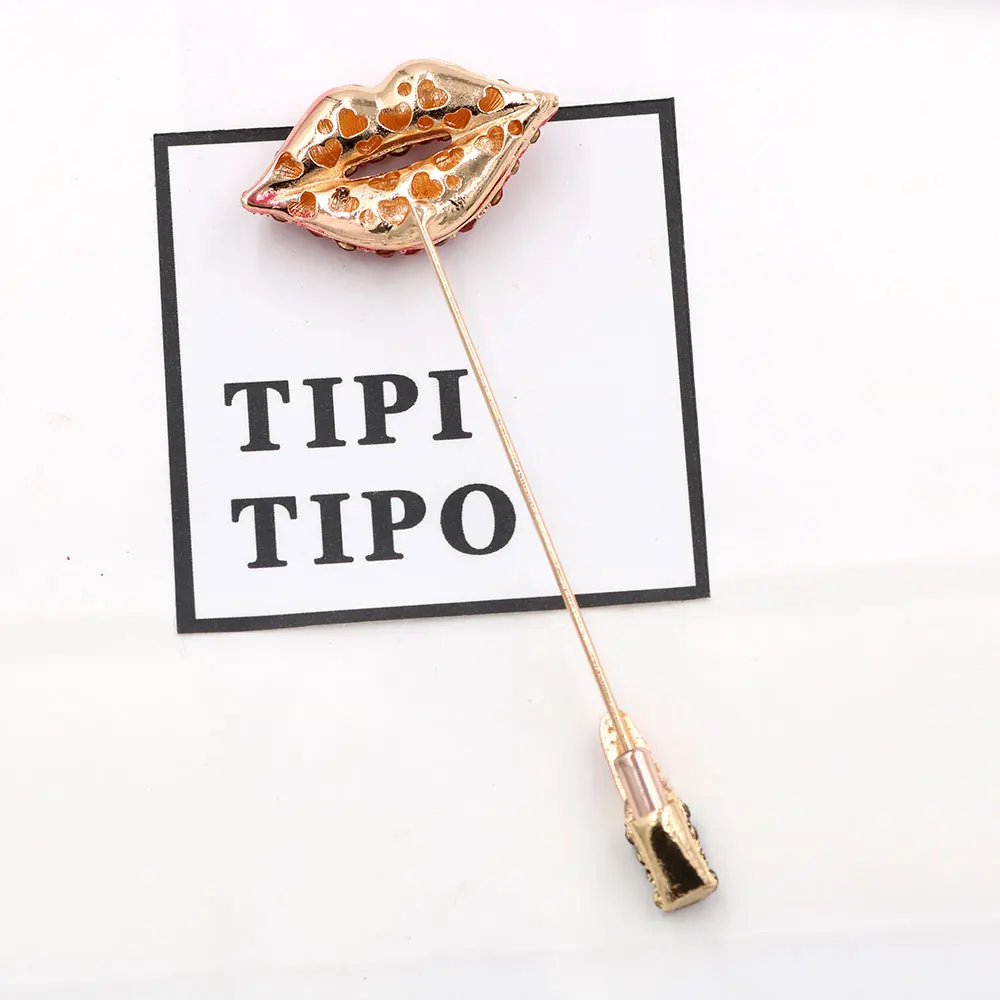 PULATU блестящие сексуальные броши для Rd губ булавки женщин эмалевая помада горный