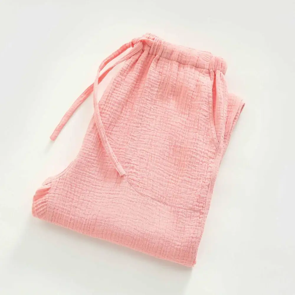 women pink Размера плюс хлопок Мягкий Весна Лето Женский сон нижняя часть пижамы штаны для сна брюки свободные пижамы женские мужские пижамы брюки - Цвет: women pink