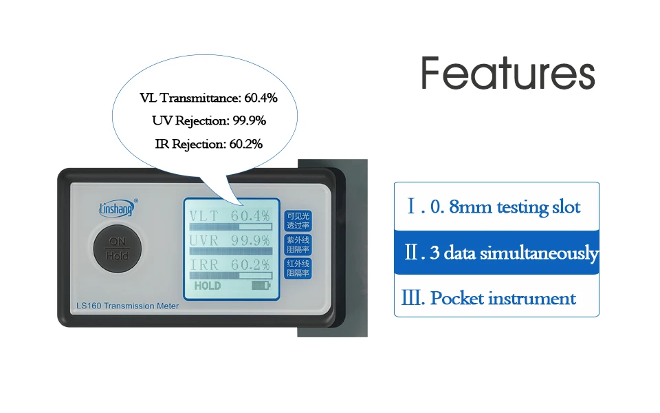 LS160 Solar Film Tester Portable Transmission Meter measure UV Visible and Infrared transmission values | Инструменты