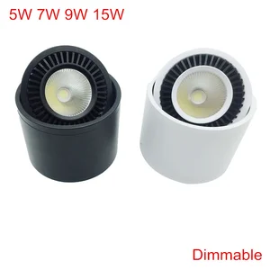 Диммируемые светодиодные потолочные светильники направленного света, поверхностный монтаж, COB 5 Вт 7 Вт 9 Вт 15 Вт, AC85V-265V Точечный светильник со светодиодным драйвером теплогохолодного белого света