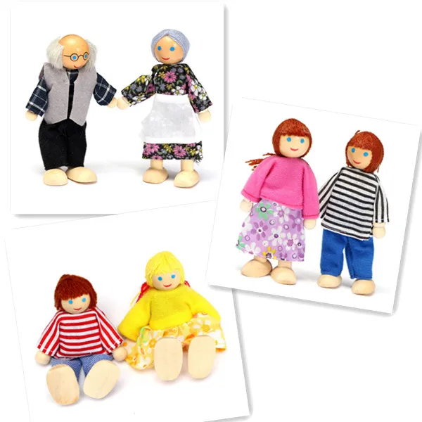 Счастливый Кукольный дом семейные куклы маленький деревянный игрушечный набор