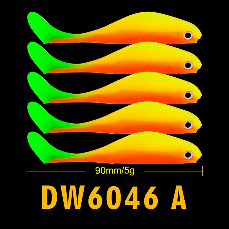 5 шт., приманка для рыбалки 4,8 г/8,8 см, мягкая блесна, Япония Shad Swimbaits Jig Head, приманка для рыбалки, силиконовая резина, 4 цвета, рыболовные снасти - Цвет: DW6046A