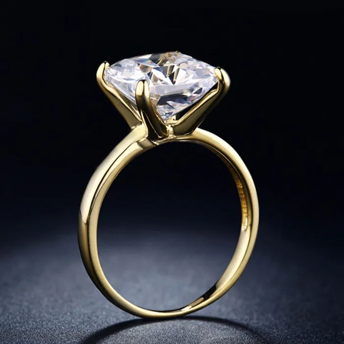Бренд yinhed ювелирные изделия Большой 10 мм 4ct квадратный кубический циркон Свадебные Кольца для женщин 18KGP Позолоченные ювелирные изделия CZ кольцо ZR136