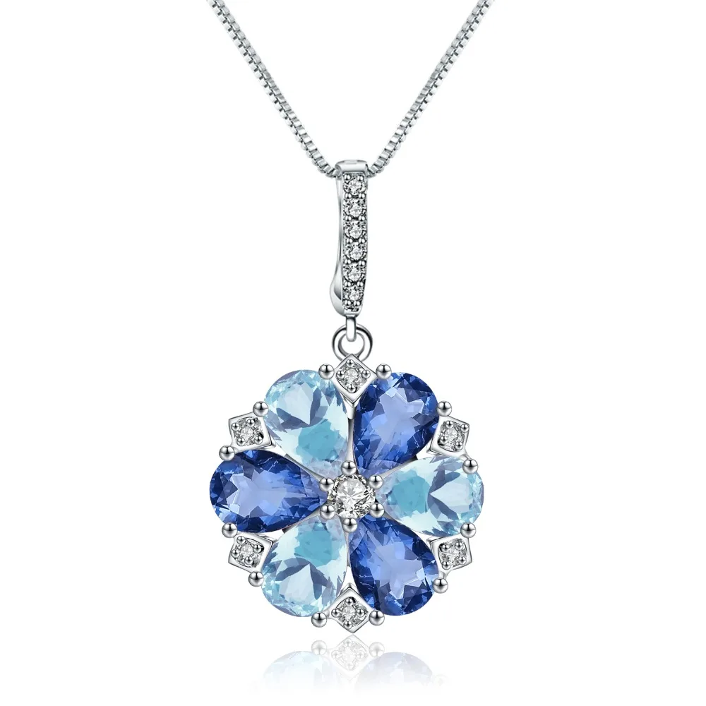 Женское ожерелье из серебра 925 пробы с натуральным Мистик кварцем голубым