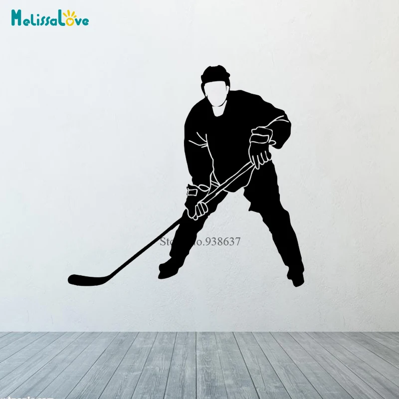 Ice Hockey Player Wall Stickers NHL Sport Boy Room Mural Decor Wall Art Vinyl Decal Sticker Home Design Wallpaper Mural CL312