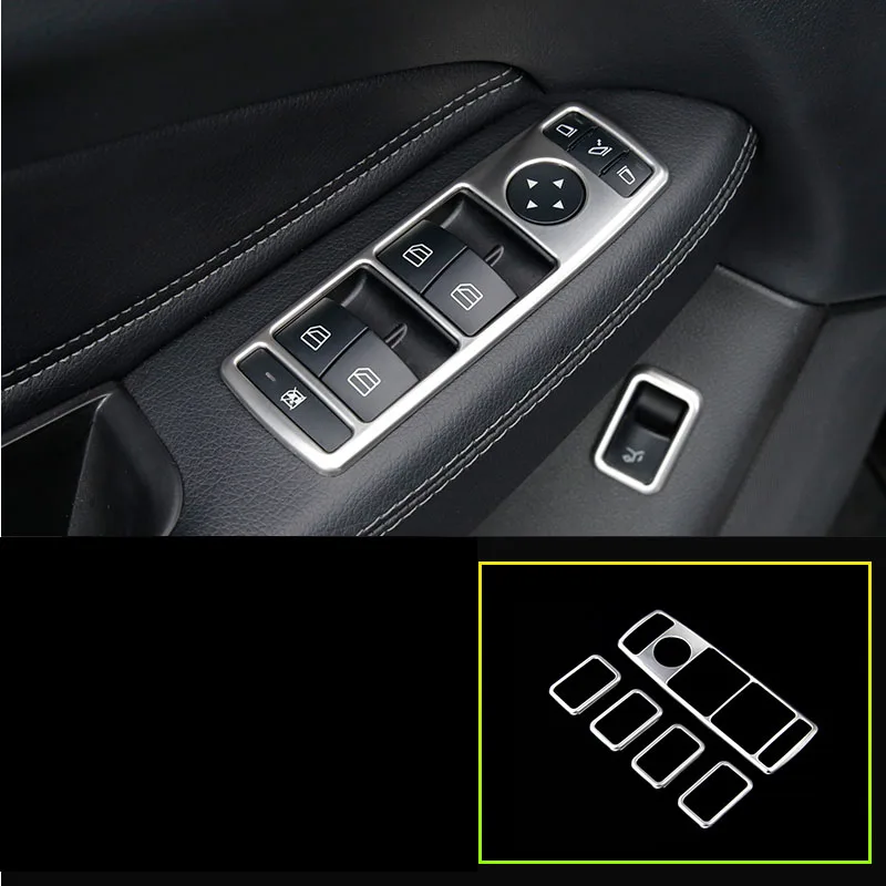 silver 4pcs Дверная ручка, стеклоподъемник, кнопка включения, накладка, рамка для Mercedes Benz A W176 B W246 C W204 E W212 GLE W166 CLA W117 GLA X156 - Название цвета: silver 4pcs