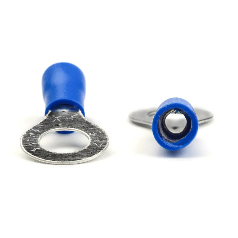 25PCS RV2-6 Blue Ring Insulated Terminals Cable Wire Connectors PVC Electrical Crimp 1/4" Suit 1.5-2.5mm Automobile | Обустройство
