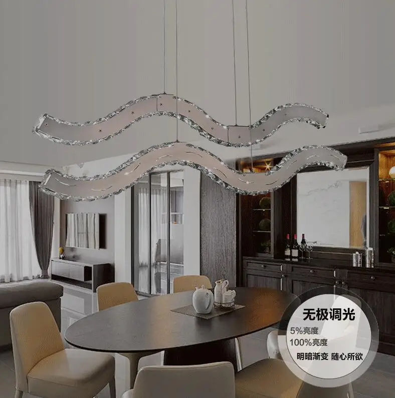 

Chandelier creative personalized restaurant lights wavy LED crystal chandelier modern minimalist dining room lamp home led lamp