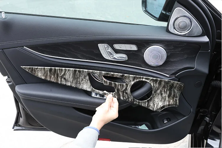 Мрамор Цвет для Mercedes Benz E Class W213 ABS Хромированная внутренняя отделка дверей Панель крышка планки 4 шт