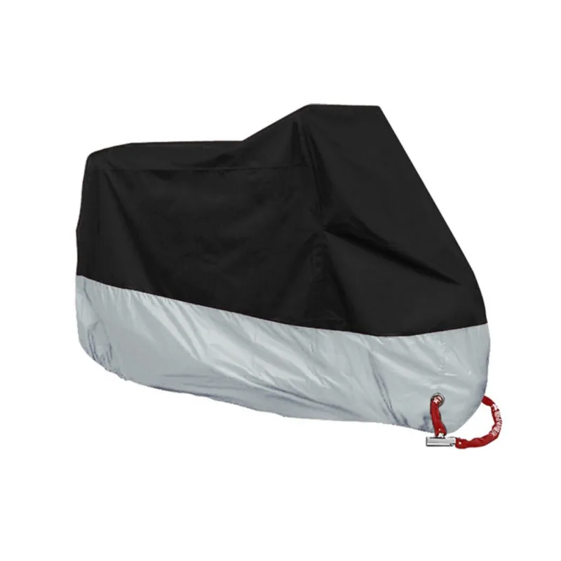 Silver Waterproof Sun Motorcycle Cover Electric Bicycle Cover Dustproof UV Protector Portable Outdoor Rainproof Rain Cover - Color: Silver