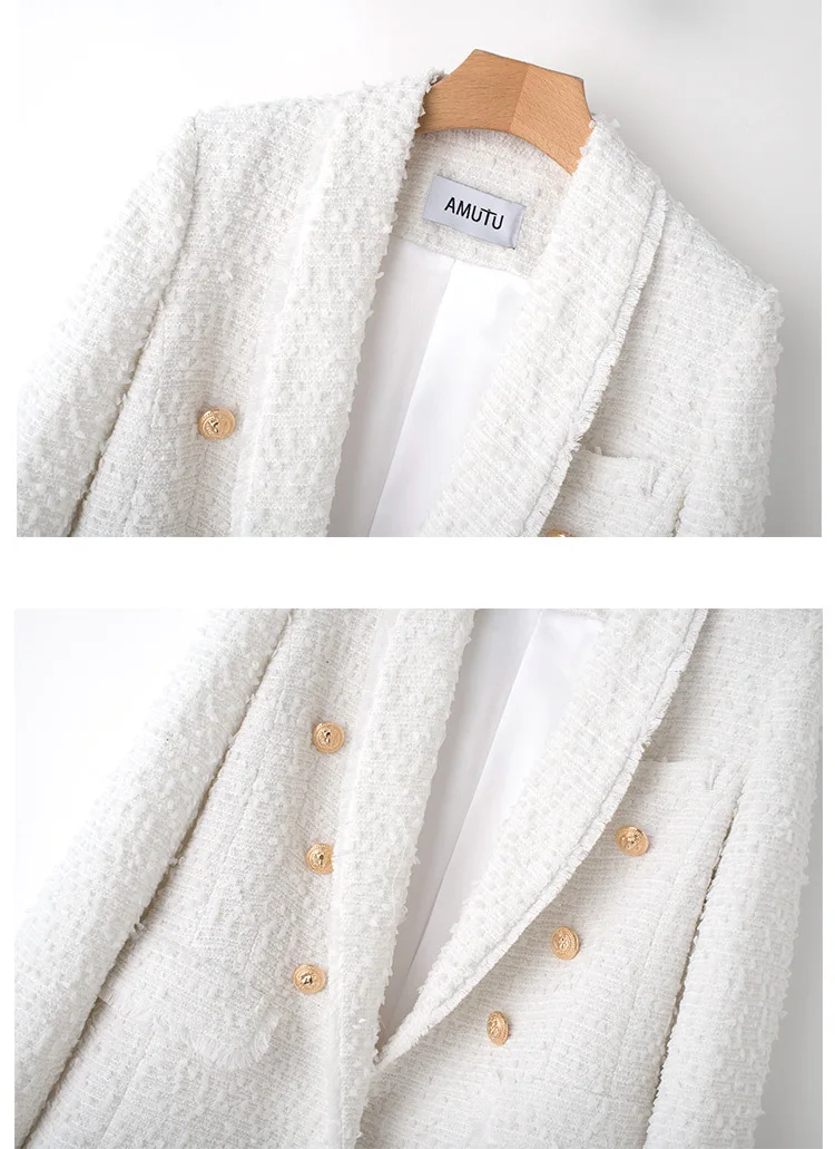 

High Quality Runway Women Woolen Jackets Luxury Buttons Mid Long Coats Autumn Ladies Knitted Wool Blends Outerwear Clothes Black