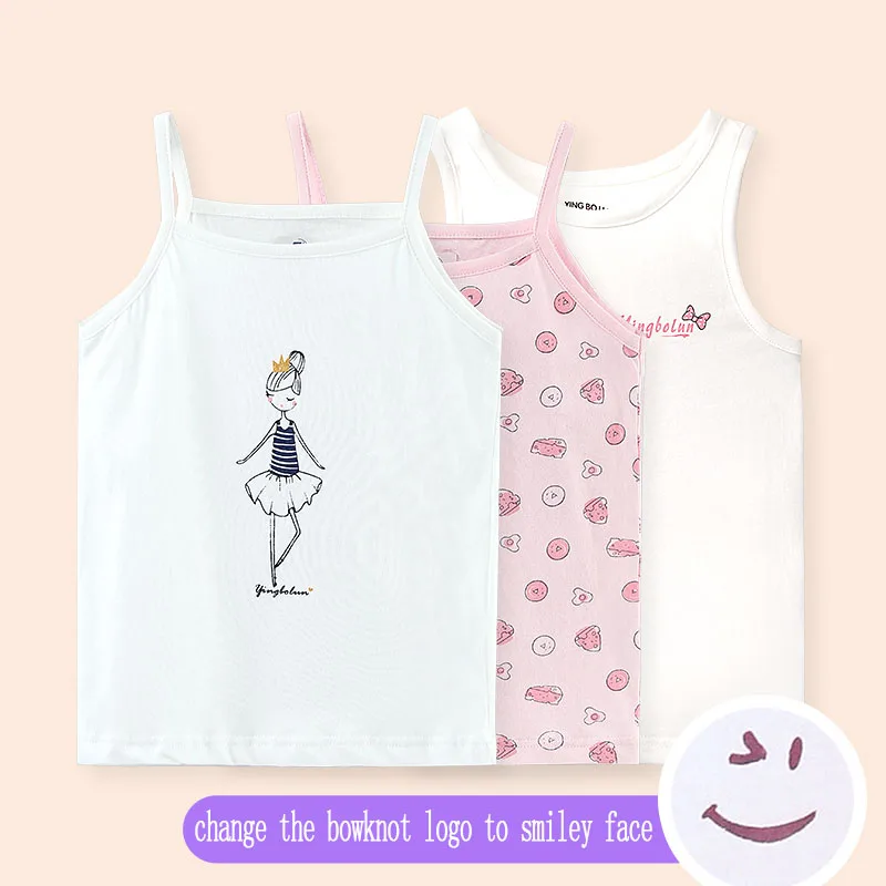 3pcs NO5 girl 3 шт./лот, топы на бретелях для маленьких девочек, однотонный детский жилет, Пляжное детское нижнее белье, футболки без рукавов из хлопка для девочек, VE004 - Цвет: 3pcs NO5 girl