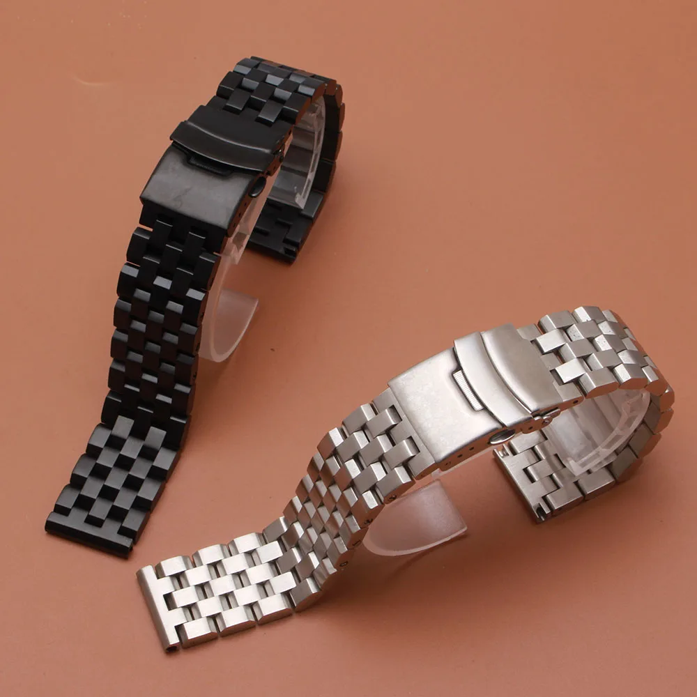 

Stainless steel Bracelets Watchband Watch band Strap Special Safety buckle fold Deployment 18mm 20mm 22mm 24mm 26mm Silver Black