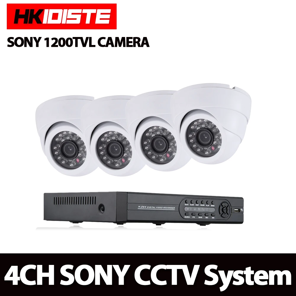 Система видеонаблюдения HDD 4CH H.264 DVR NVR Onvif P2P 1080P HDMI Sony сенсор наружная ИК HD 720P 1200TVL