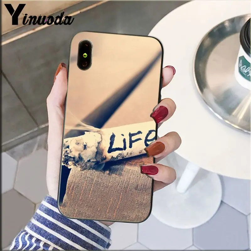 A16 Yinuoda сигарета Эстетическая Черная мягкая оболочка телефон чехол для iPhone 8 7 6 6S Plus 5 5S SE XR X XS MAX Coque Shell - Цвет: A16
