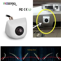 yyzsdyjq car ccd rear view reverse dynamic track parking camera universal type wired white cam for audivwpassattiguangolf