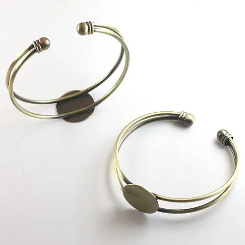 

18MM vintage brass round base tray bezels bracelet,DIY bracelet,bronze bracelet 1900006