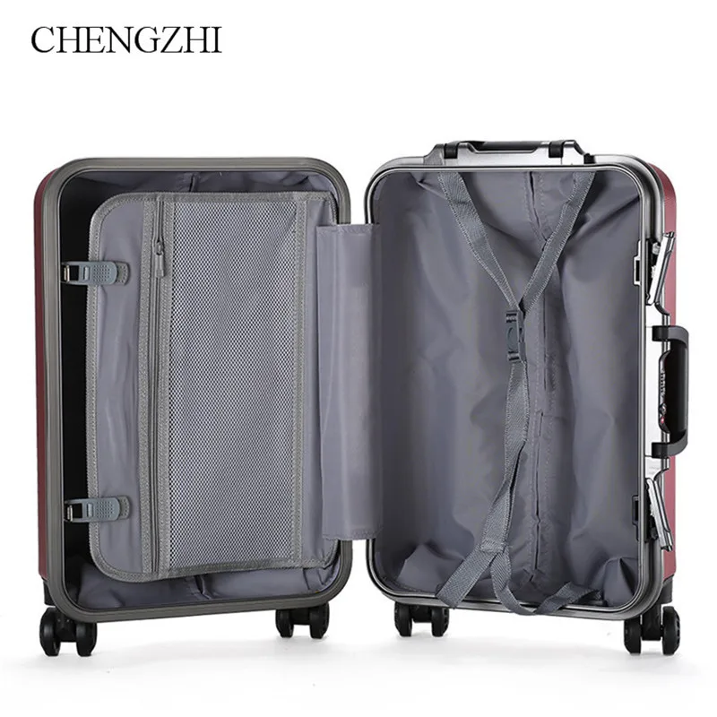 CHENGZHI 2" 22" 2" 26" дюймов Ретро алюминиевая рама чехол на колёсиках чехол на колесиках дорожный костюм чехол на колесиках