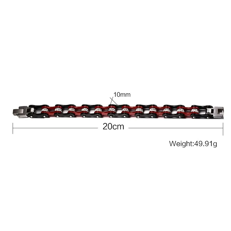 New Fashion Red And Black Stainless Steel Bicycle Bracelet High Polished Hand Chain Men Jewelry Quality Classical Style | Украшения и